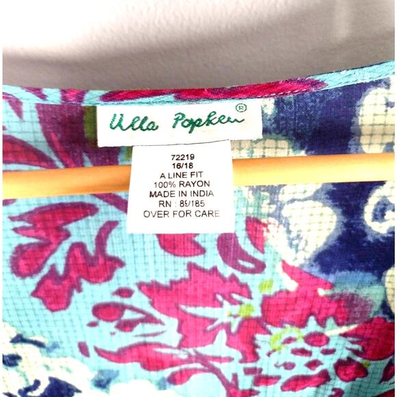 Ulla Popken multicolor long duster cottagecore floralcore top One Size - Picture 8 of 12